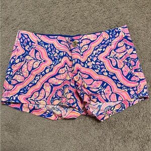 Lilly Pulitzer Pink and Blue Patterned Low Waist Shorts